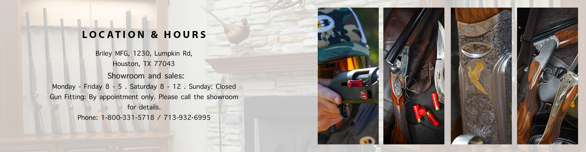 Location and hours for Briley Manufacturing in Houston Texas, phone number is 1-800-331-5718