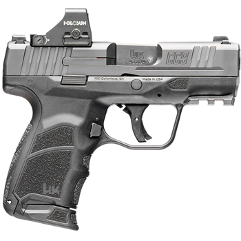 HK 81001132 CC9 w/Optic Micro Compact 9mm Luger 10+1 3.32" Black Polygonal Rifled Barrel, Black DLC Steel Serrated w/Optic Slide (G89178)